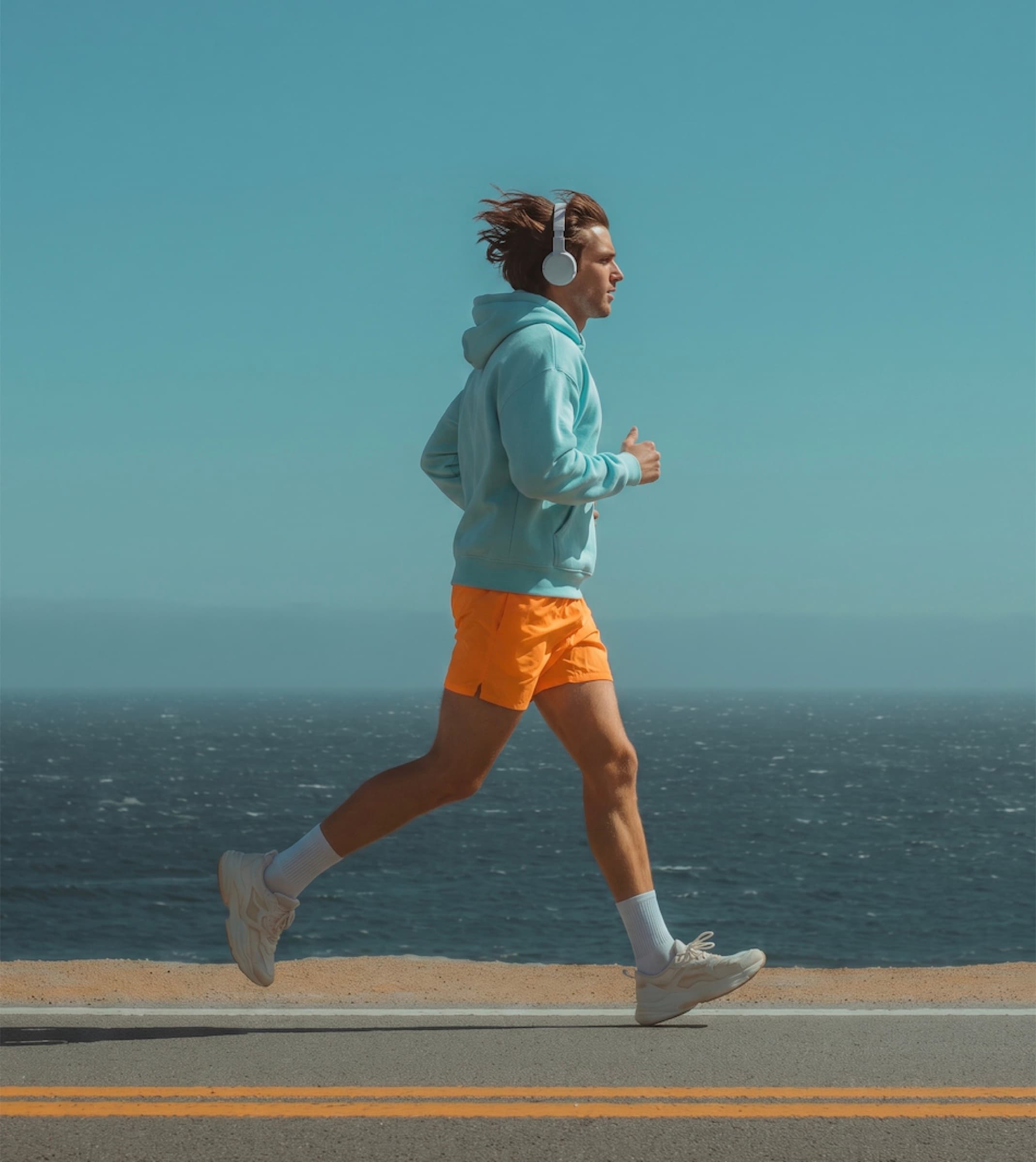 Runner staying active along the water in NYC